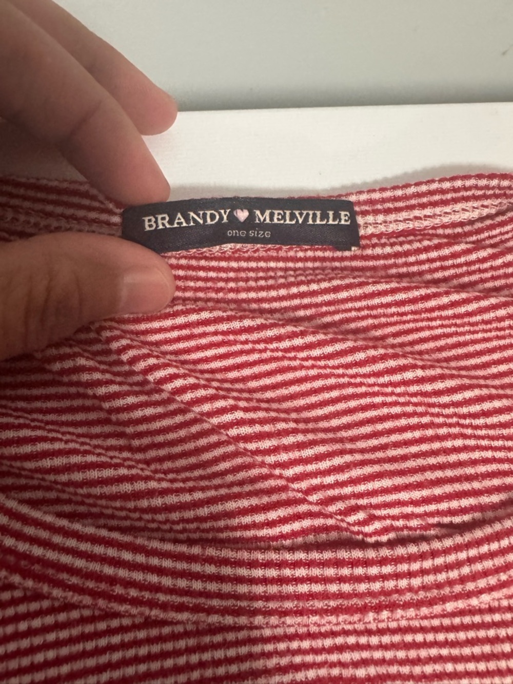 Brandy Melville Red & White Striped Crewneck Sweater